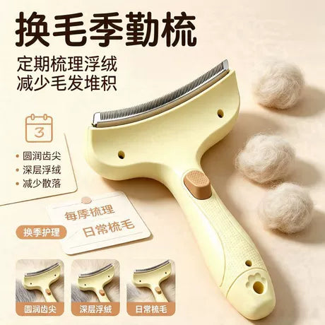 Pet Deshedding Brush — Gentle Round-Tip (Manual, Non-Electric)